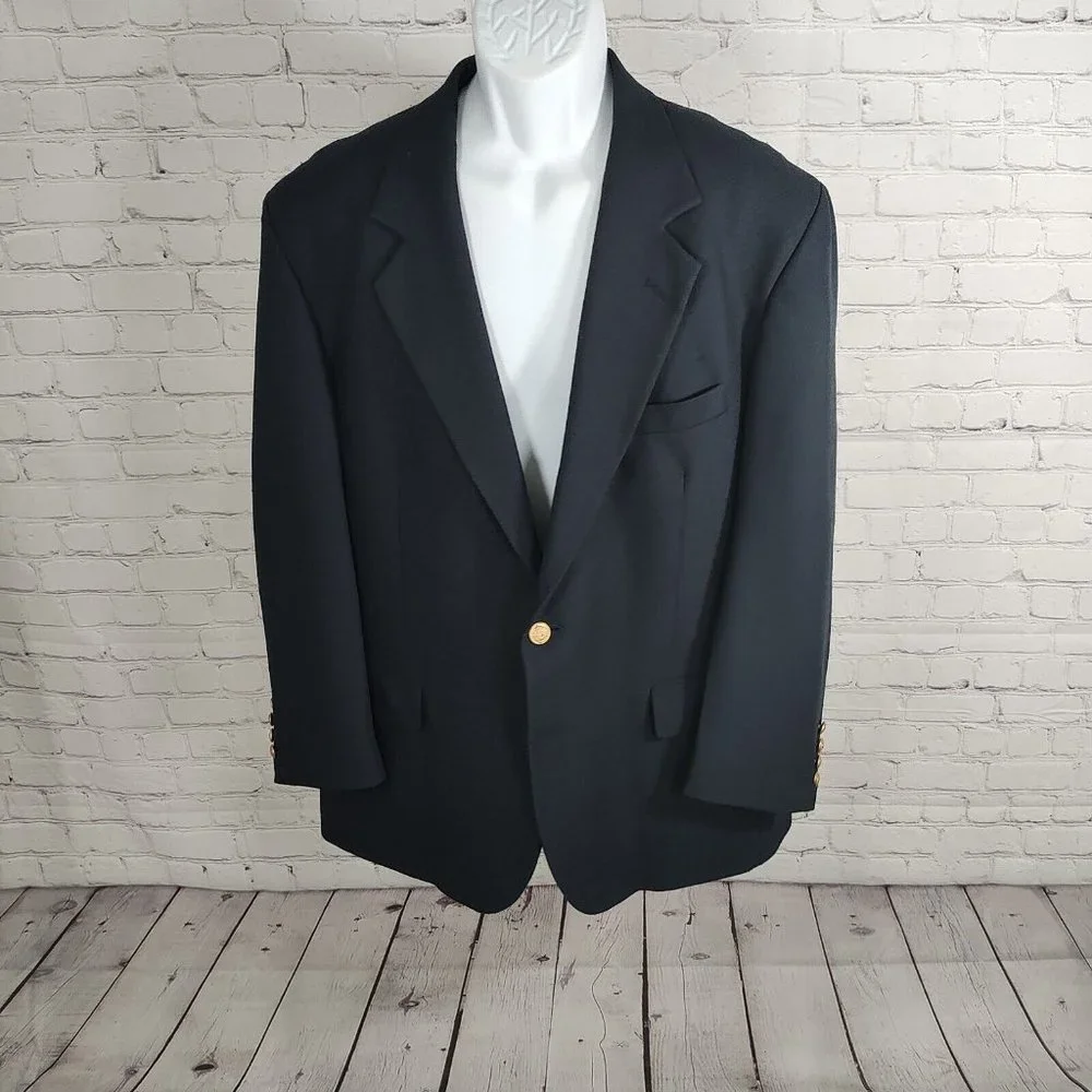 Hardwick Clothes Tailored In USA Navy Blue Lined Men's Sports Coat Size 44R